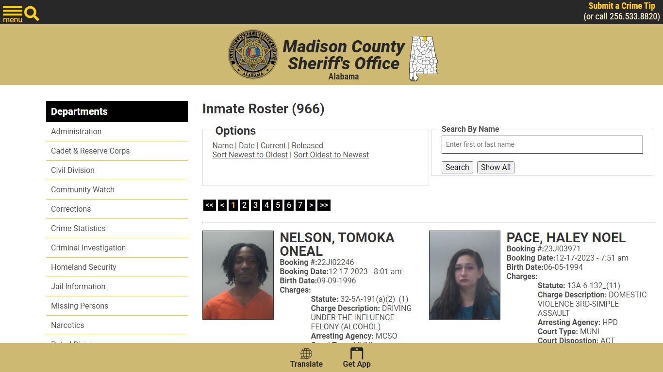 Inmate Roster - Madison County Sheriff's Office