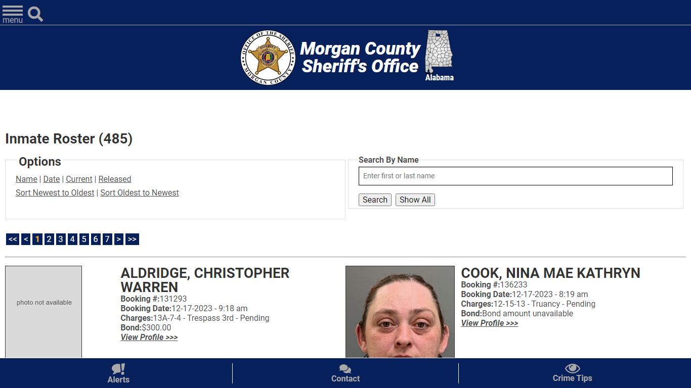 Inmate Roster (476) - Morgan County Sheriff, Alabama